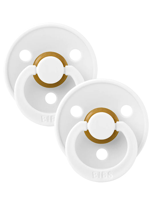 Colour Round Natural Rubber Latex Pacifier 2 Pack, White/White