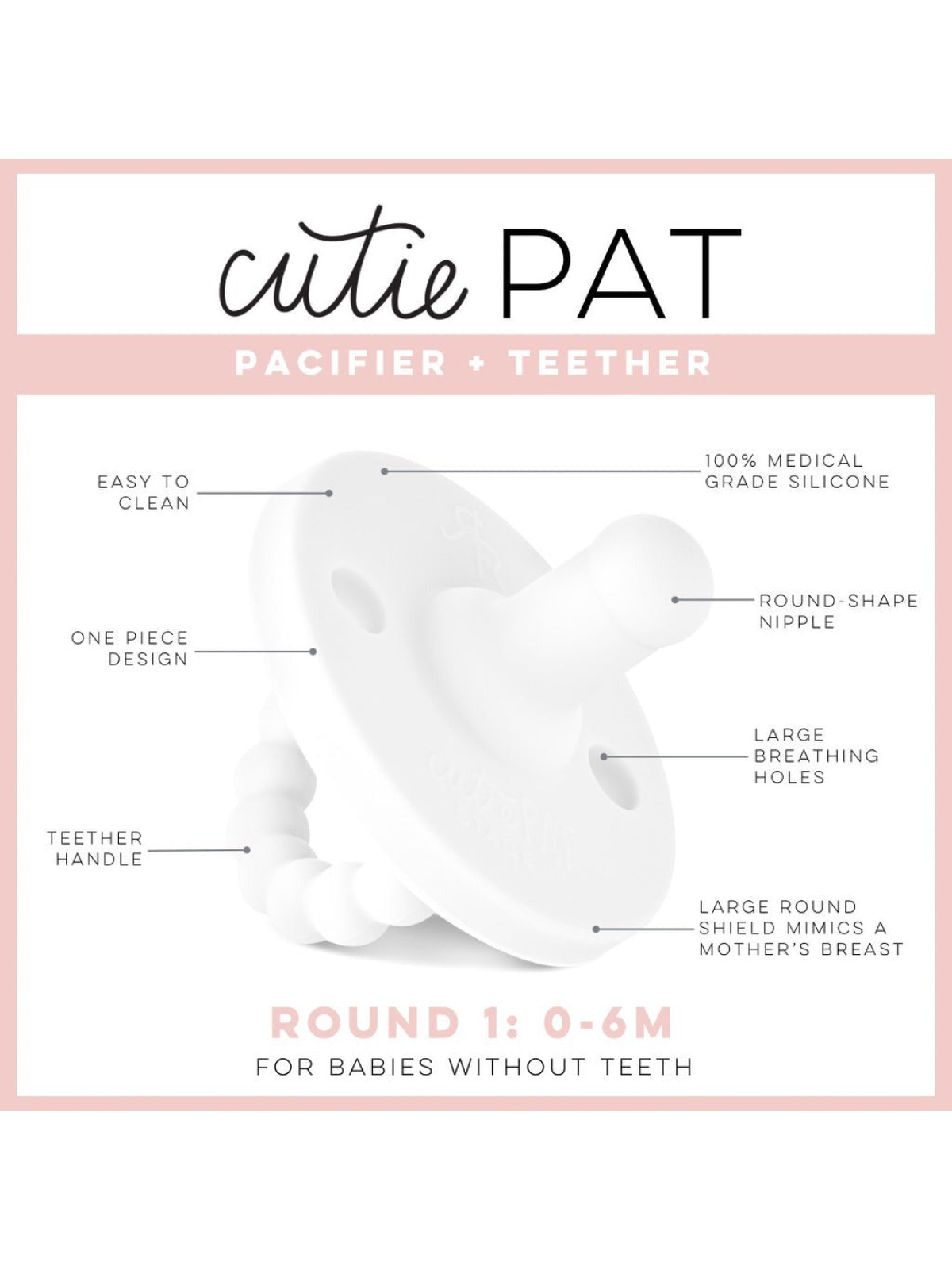 Cutie PAT Round Pacifier, Lavender