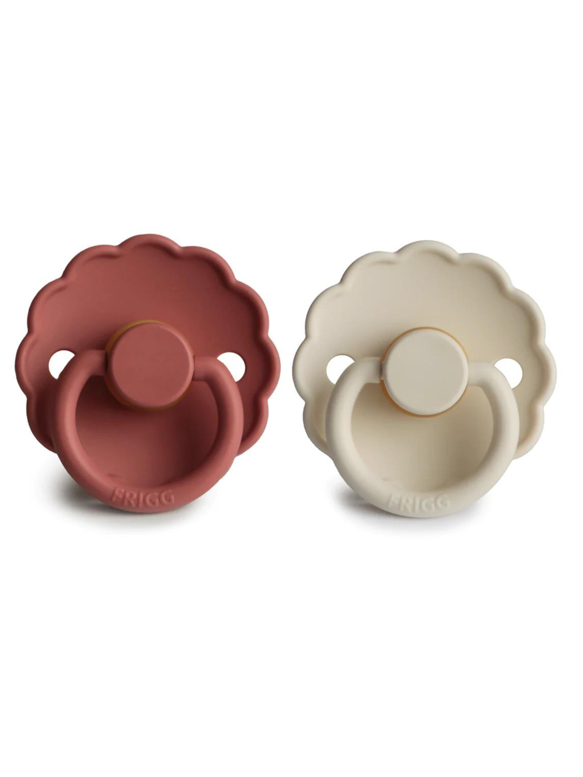 Daisy Natural Rubber Pacifier 2-Pack, Baked Clay/Cream