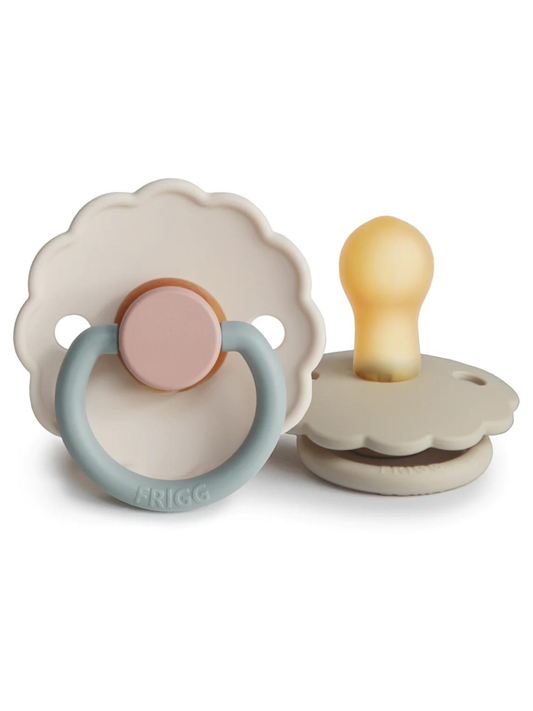 Daisy Natural Rubber Pacifier 2-Pack, Cotton Candy/Sandstone