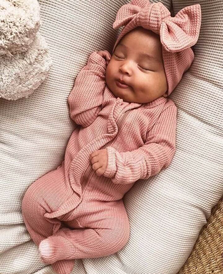 Organic Waffle Knot Bow, Dusty Rose