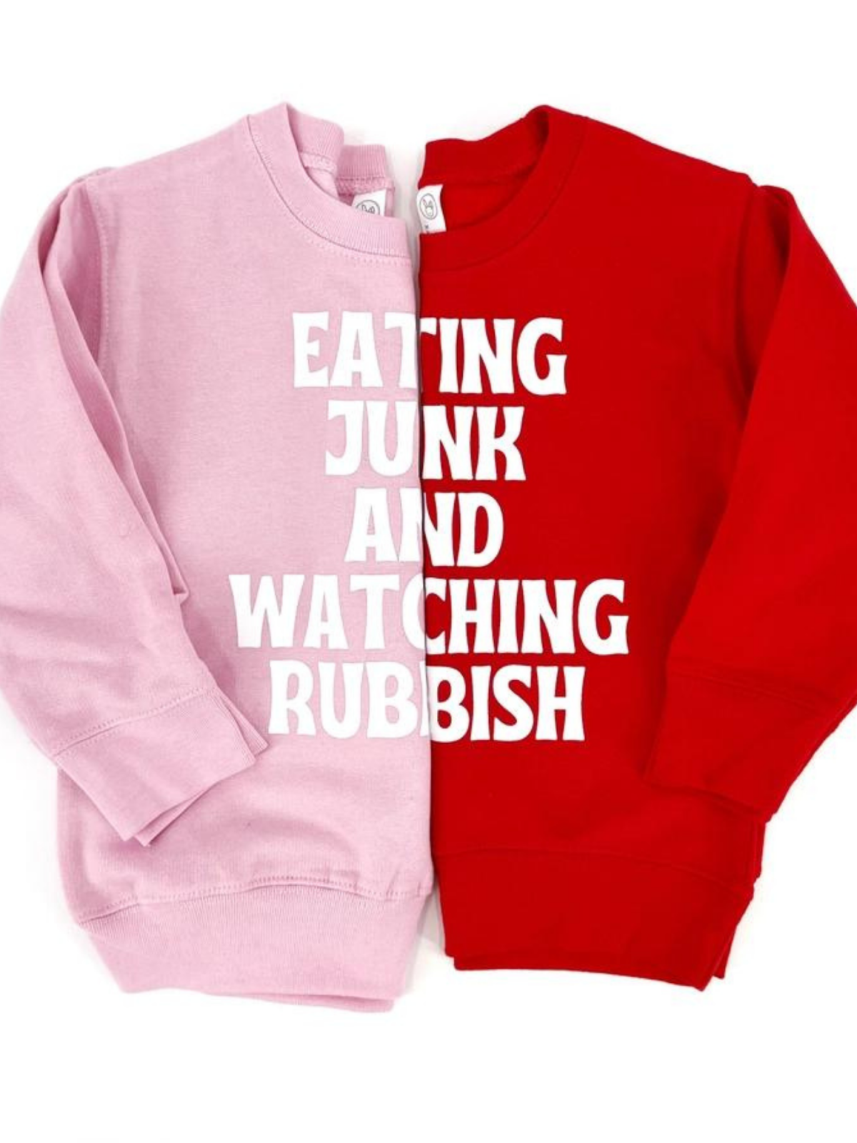 Eating Junk & Watching Rubbish Kids Sweatshirt, Red