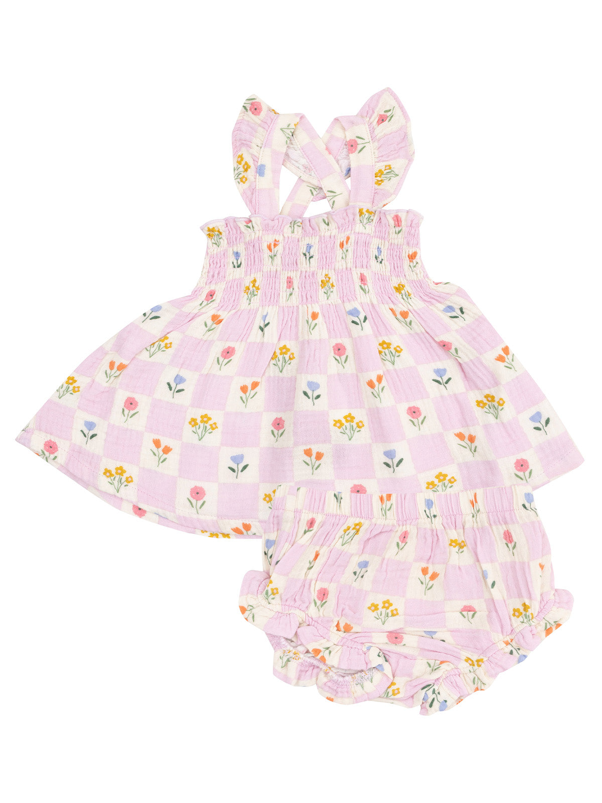 Angel Dear Dream Cottage Floral - Smocked Top With Bloomer