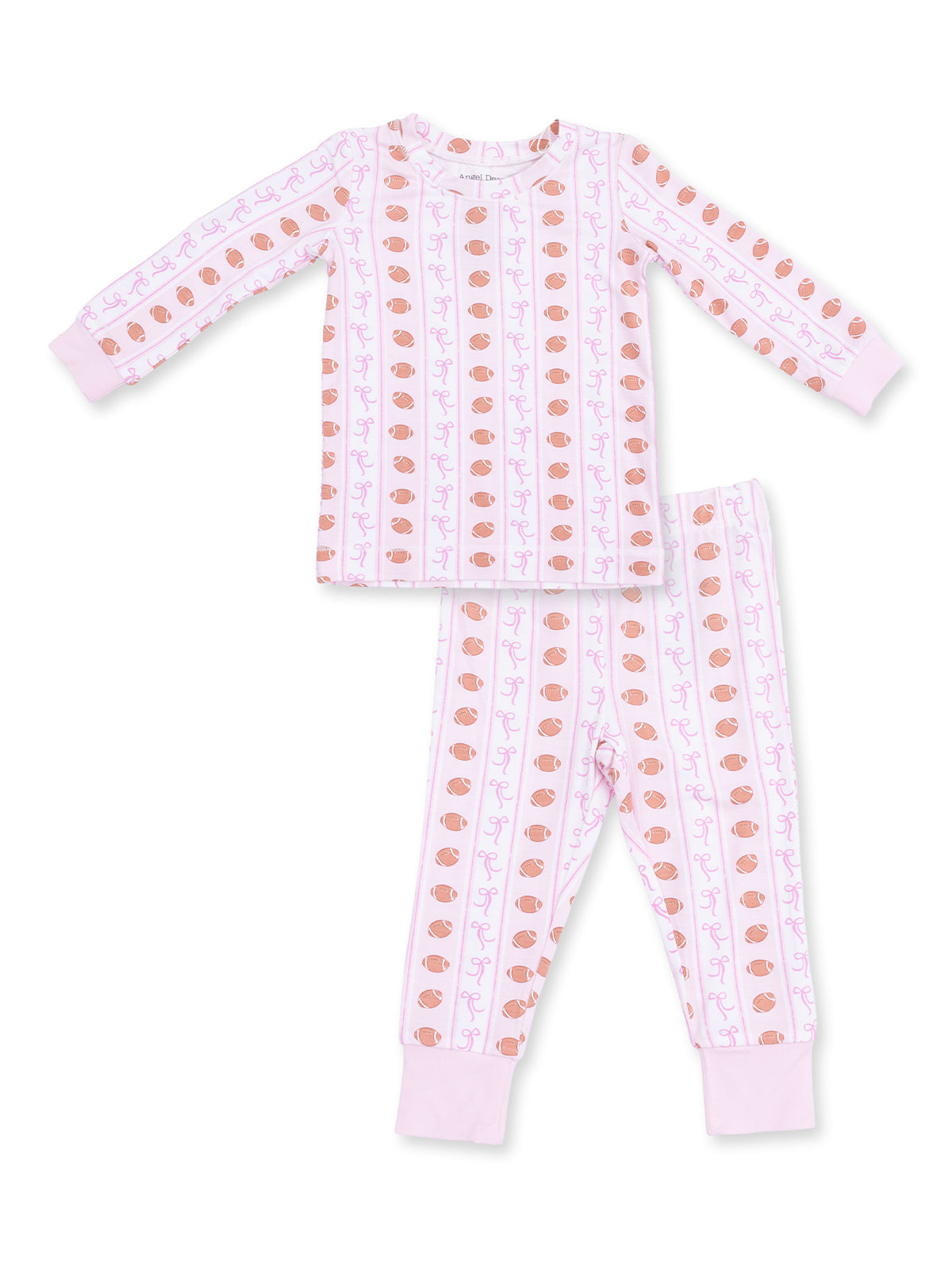 Long Sleeve Loungewear Set, Football Bow Stripe