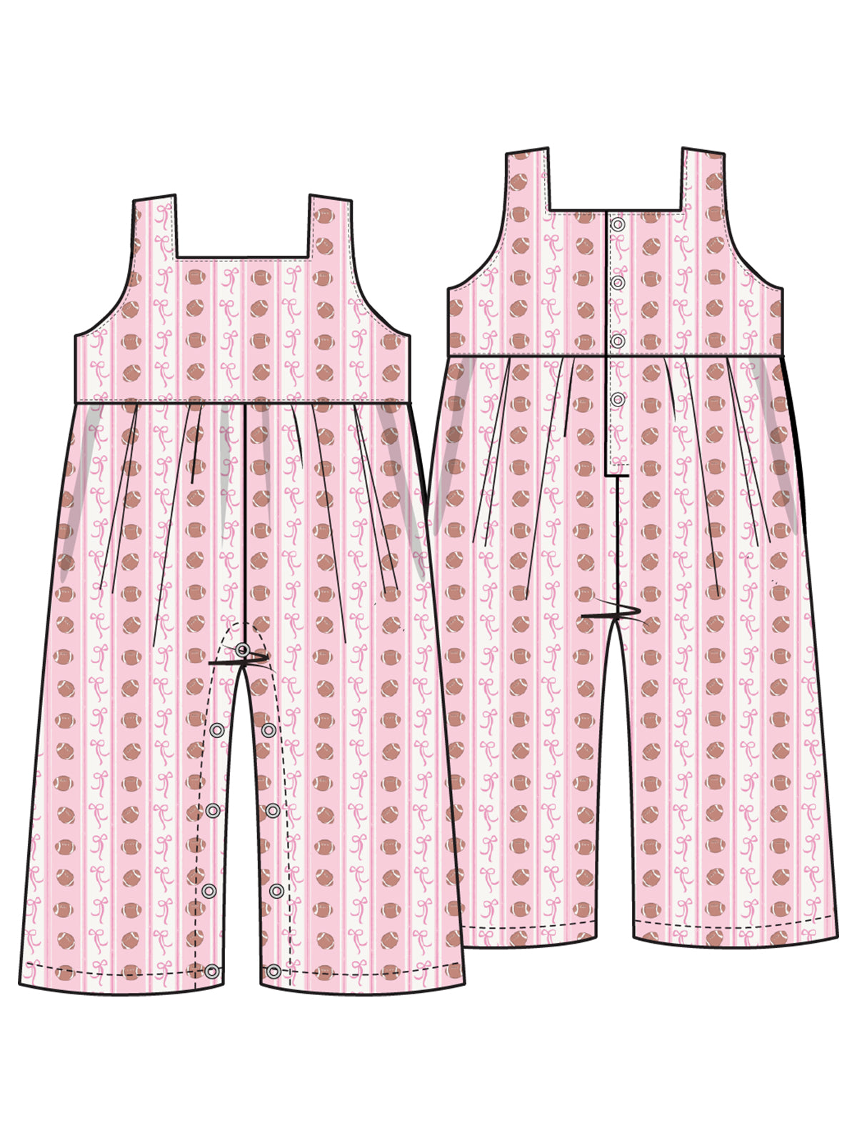 Wide Leg Jumpsuit, Football Bow Stripe