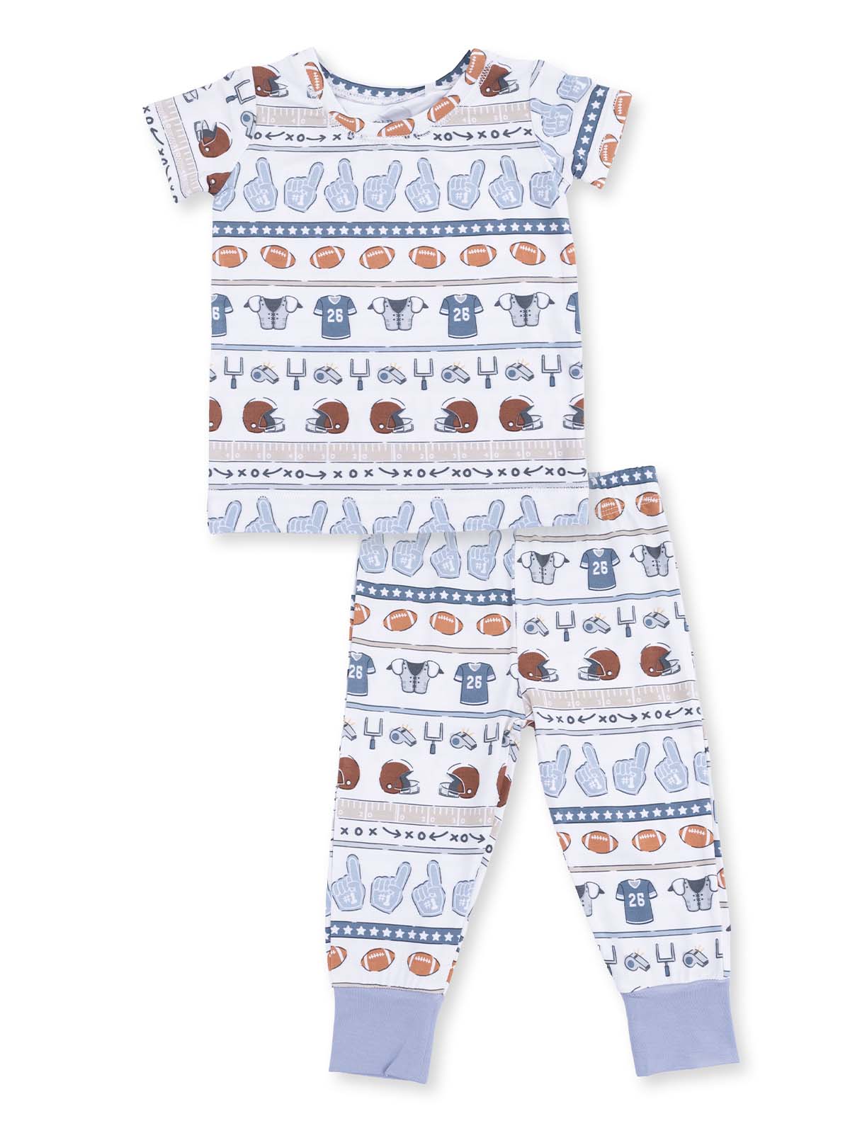 Short Sleeve Loungewear Set, Football Stripe