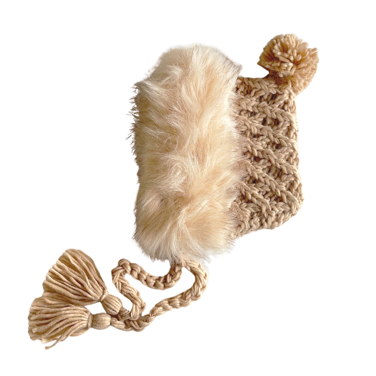 Fur Trimmed Bonnet, Latte