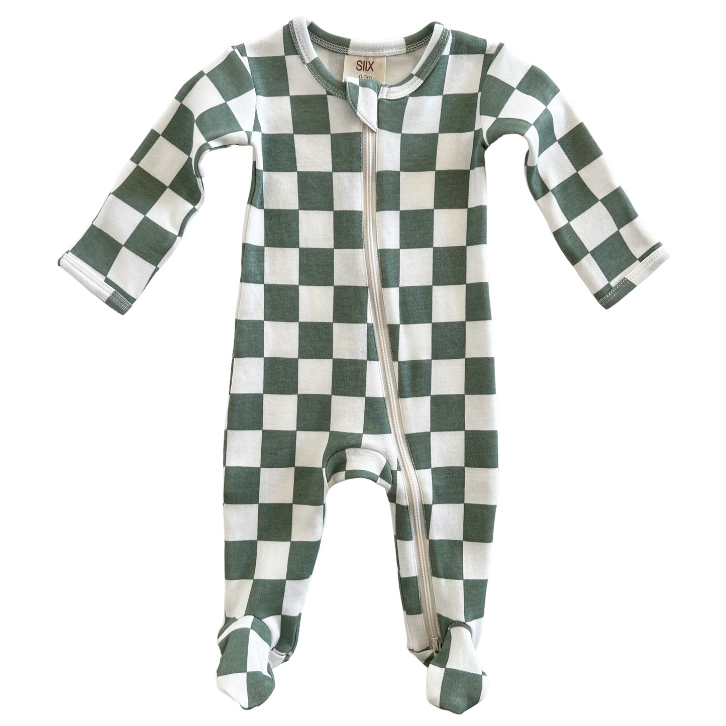Matcha Milkshake Checkerboard / Organic Zip Footie