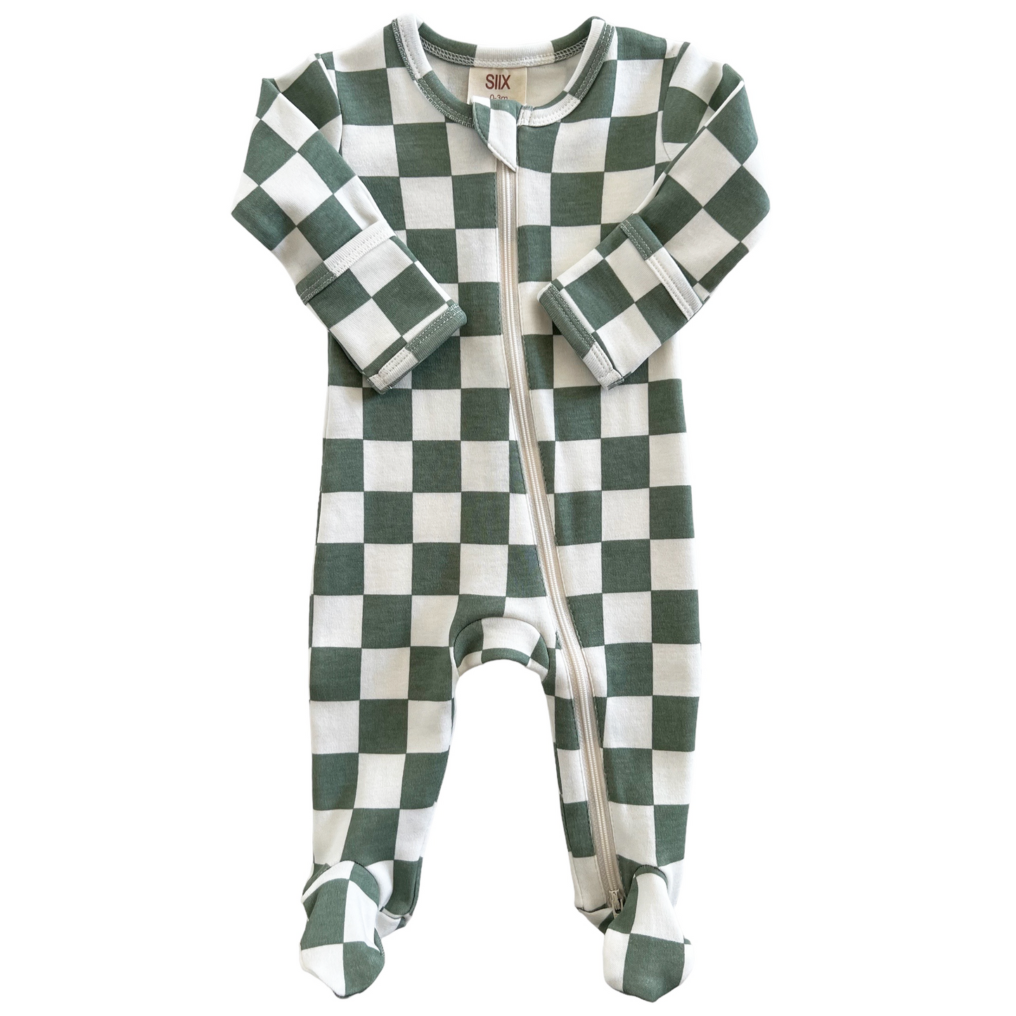 Matcha Milkshake Checkerboard / Organic Zip Footie