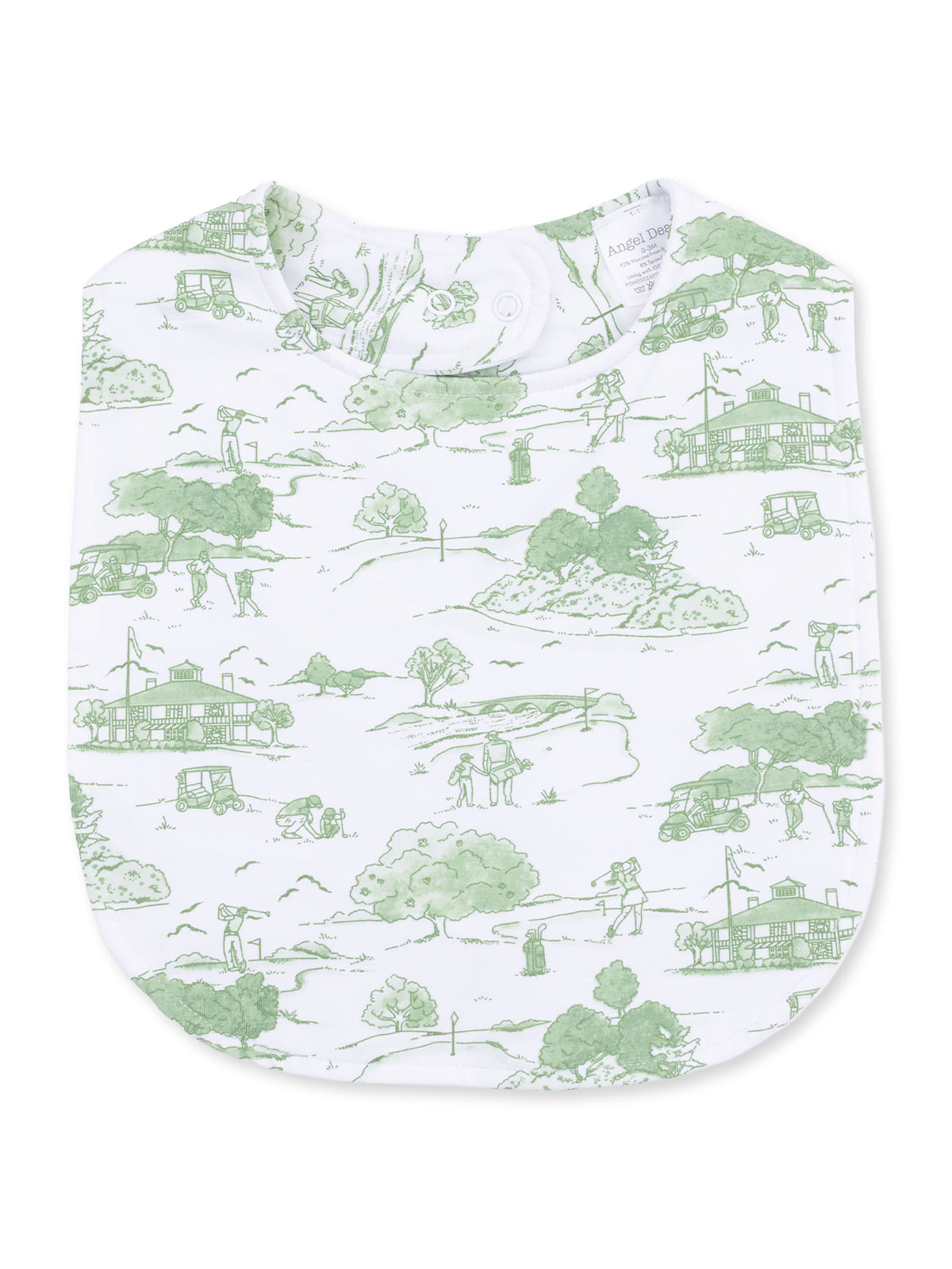 Feeding Bib, Golf Toile Green