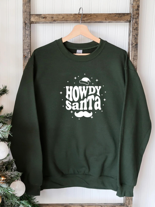 Howdy Santa Adult Sweatshirt, Forest
