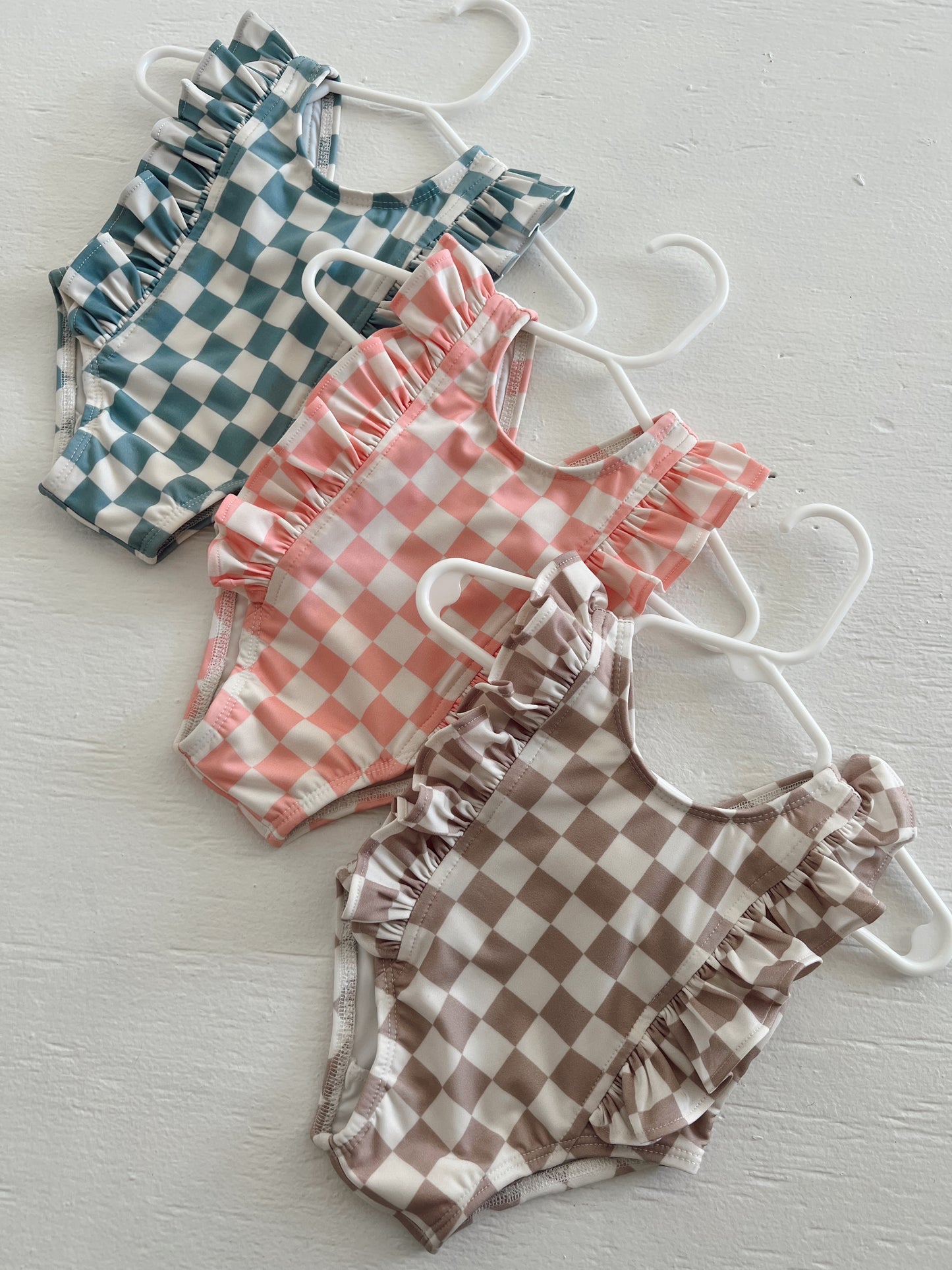 Tiramisu Checkerboard / Monaco Swimsuit / UPF 50+