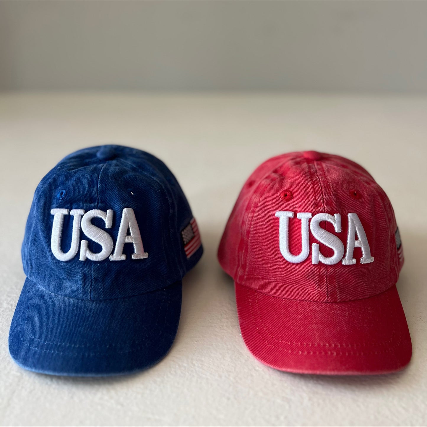USA Kids Baseball Hat, Vintage Blue