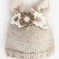 Knit Bunny Hat, Oatmeal Flowers