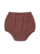Brown knitted baby bloomers with a soft elastic waistband.