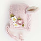 Knit Bunny Bonnet, Blush Flowers