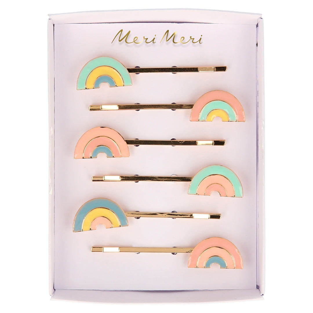 Enamel Hair Slides, Rainbow