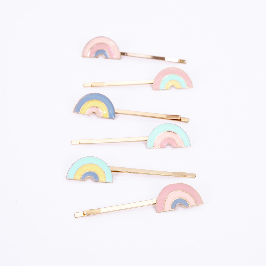 Enamel Hair Slides, Rainbow