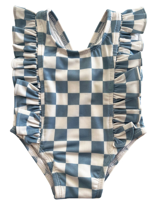 Blueberry Muffin Checkerboard / Monaco Swimsuit / UPF 50+
