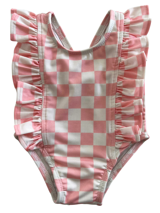 Strawberry Shortcake Checkerboard / Monaco Swimsuit / UPF 50+