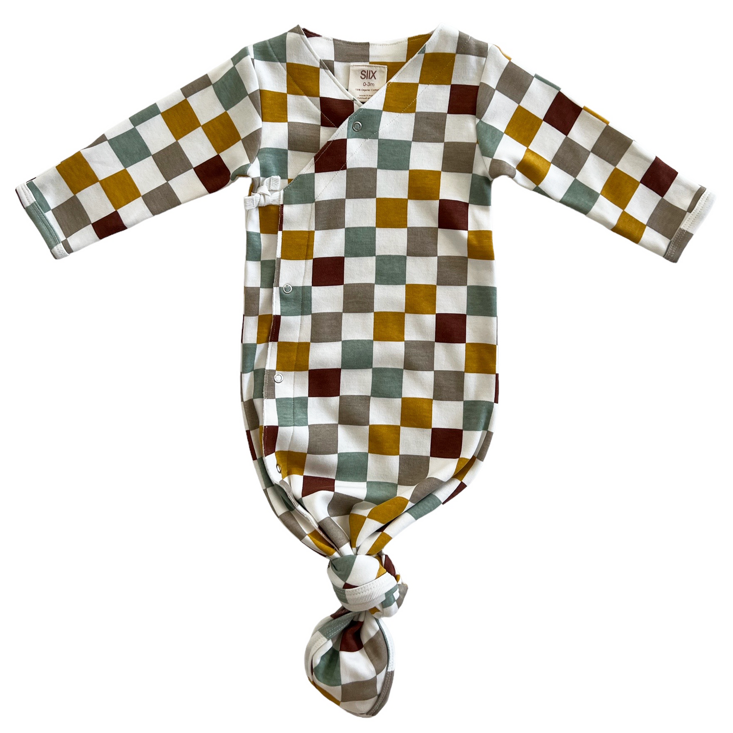 Cannoli Checkerboard / Organic Kimono Knot Gown