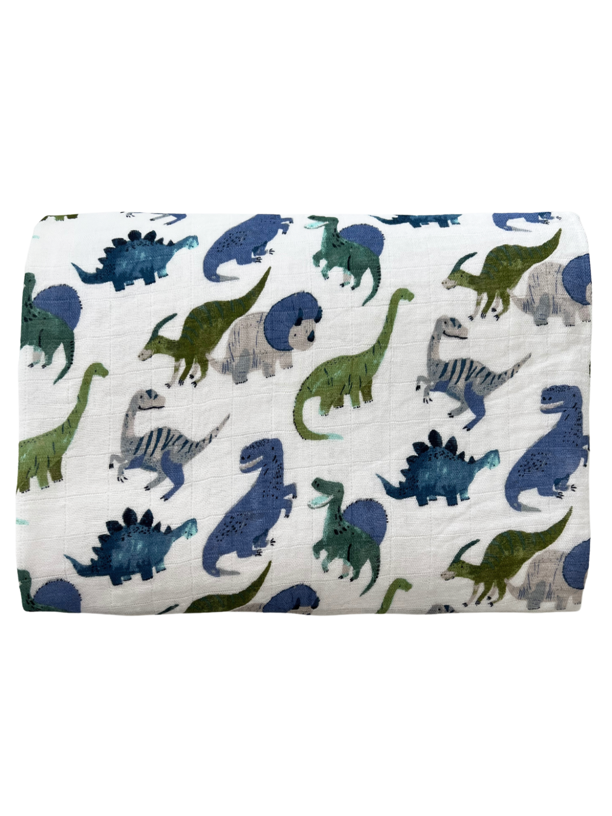 Colorful dinosaur print on a white fabric, featuring various dinosaur designs and playful patterns.
