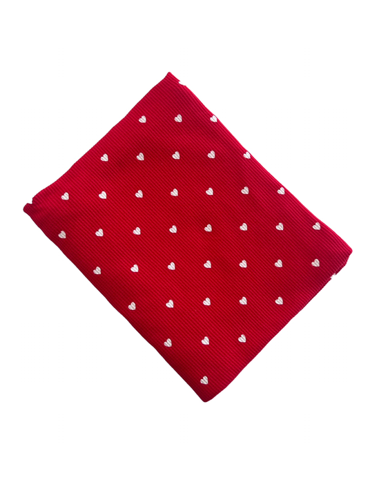 Organic Cotton Waffle Swaddle Blanket, Little White Heart (on Red)