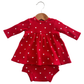 Organic Waffle Simple Dress & Bloomer, Little White Heart (on Red)