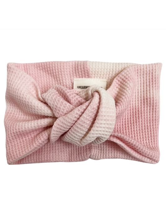 Organic Waffle Turban Headband, Ballet Pink Tie Dye