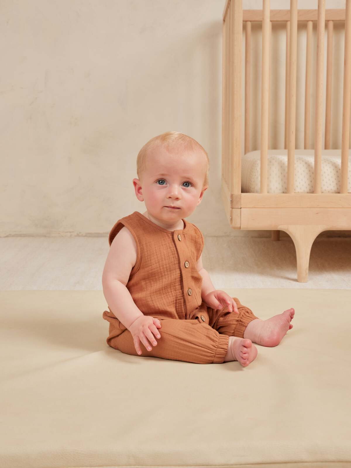 Organic Woven Jumpsuit, Clay