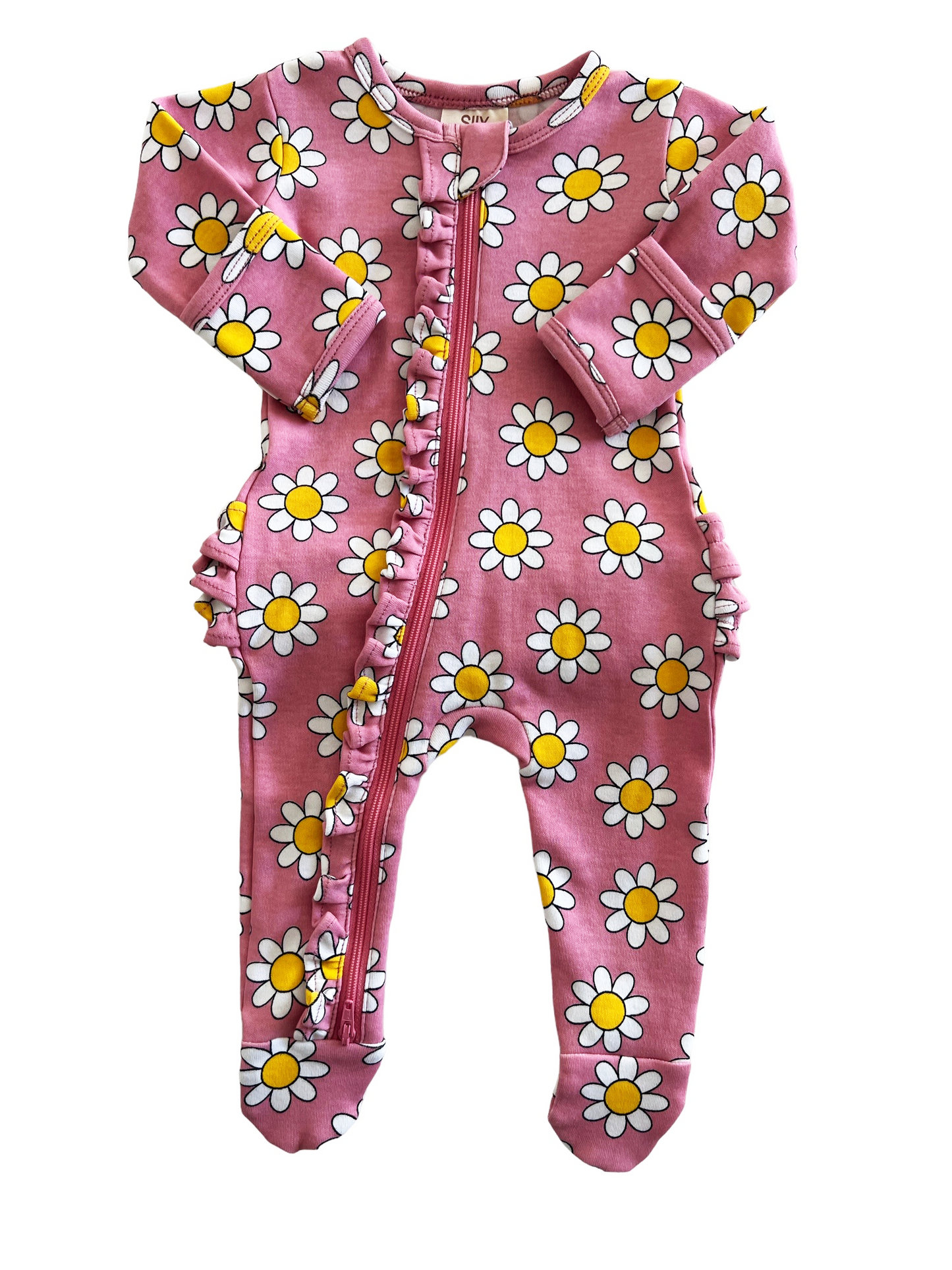 Daisy Pop Punch / Organic Frill Zip Footie