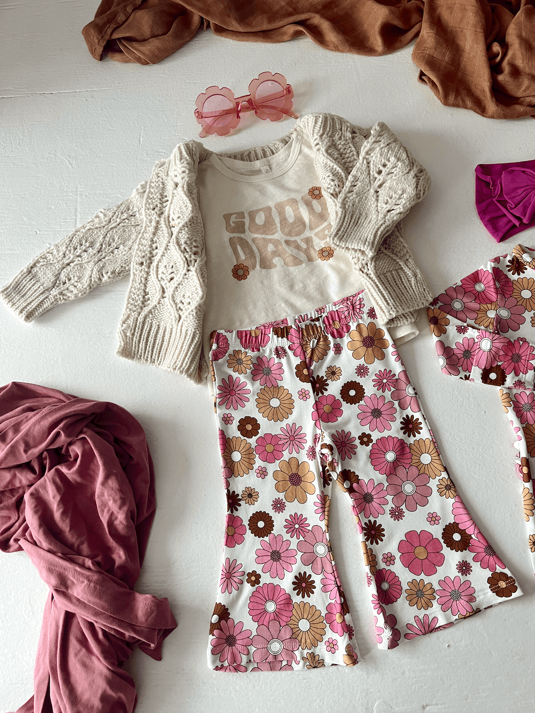 Bell Legging, Pink Retro Floral