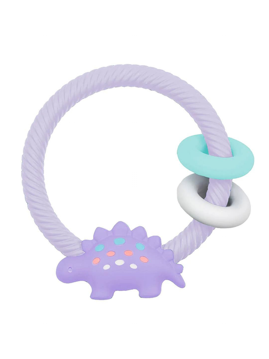 Ritzy Teething Rattle, Lilac Dino