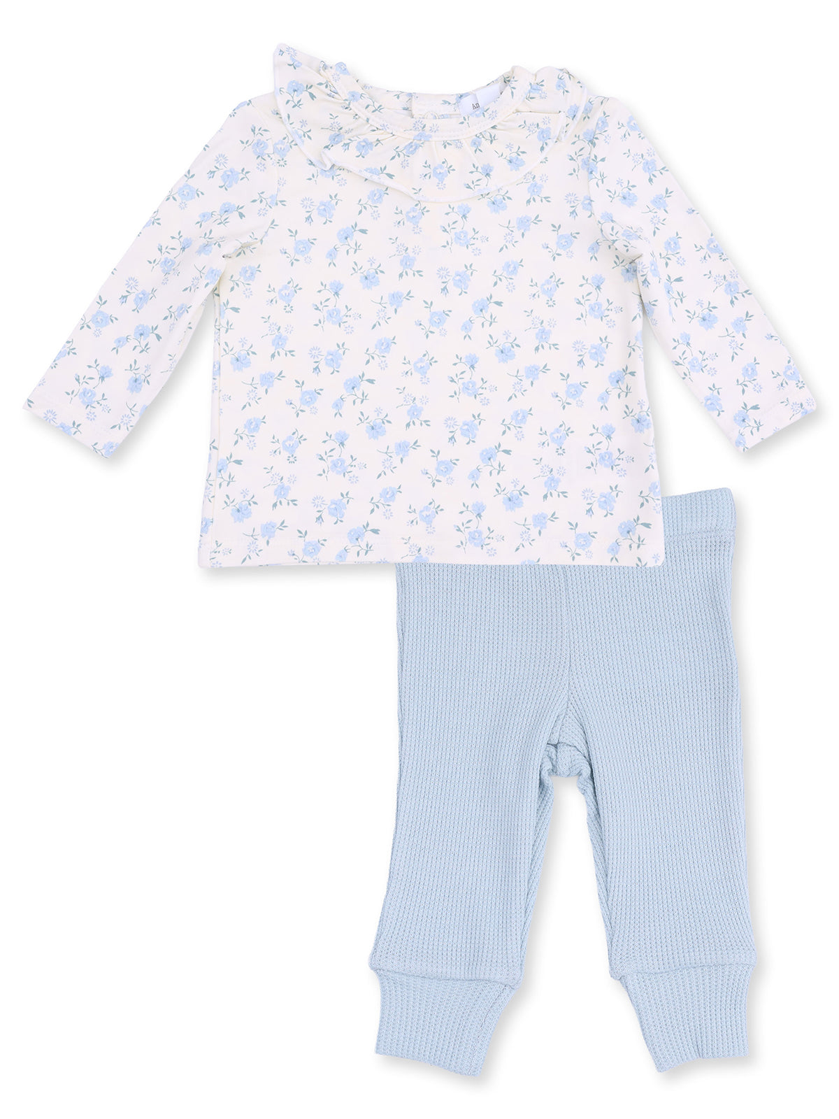 Long Sleeve Ruffle Top & Pants, Rose Briar