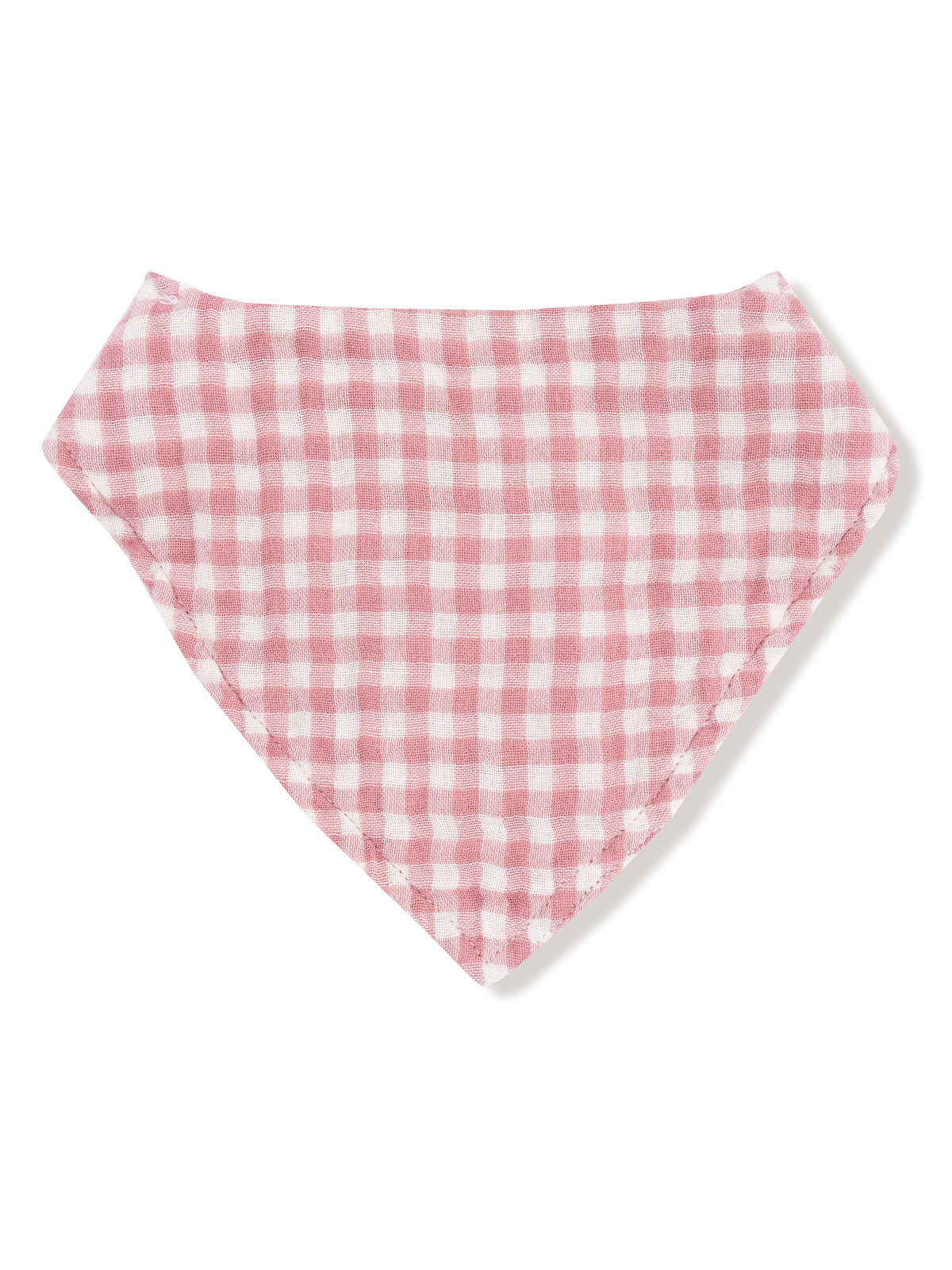 Pink and white checked bandana, triangular shape, displayed flat against a white background.