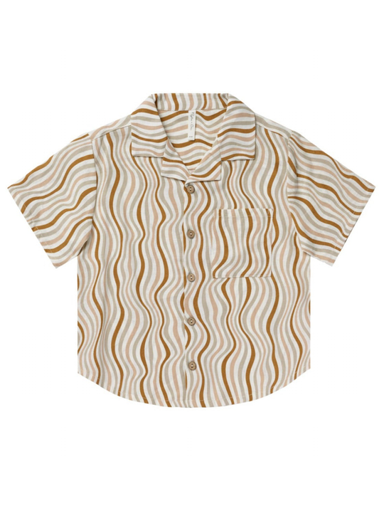 Rylee & Cru Lapel Collar Shirt, Retro Waves