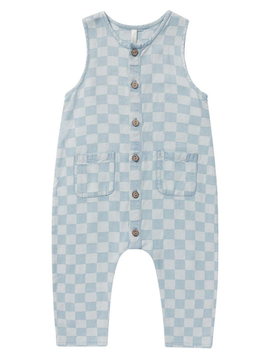 Rylee & Cru Woven Jumpsuit, Blue Check