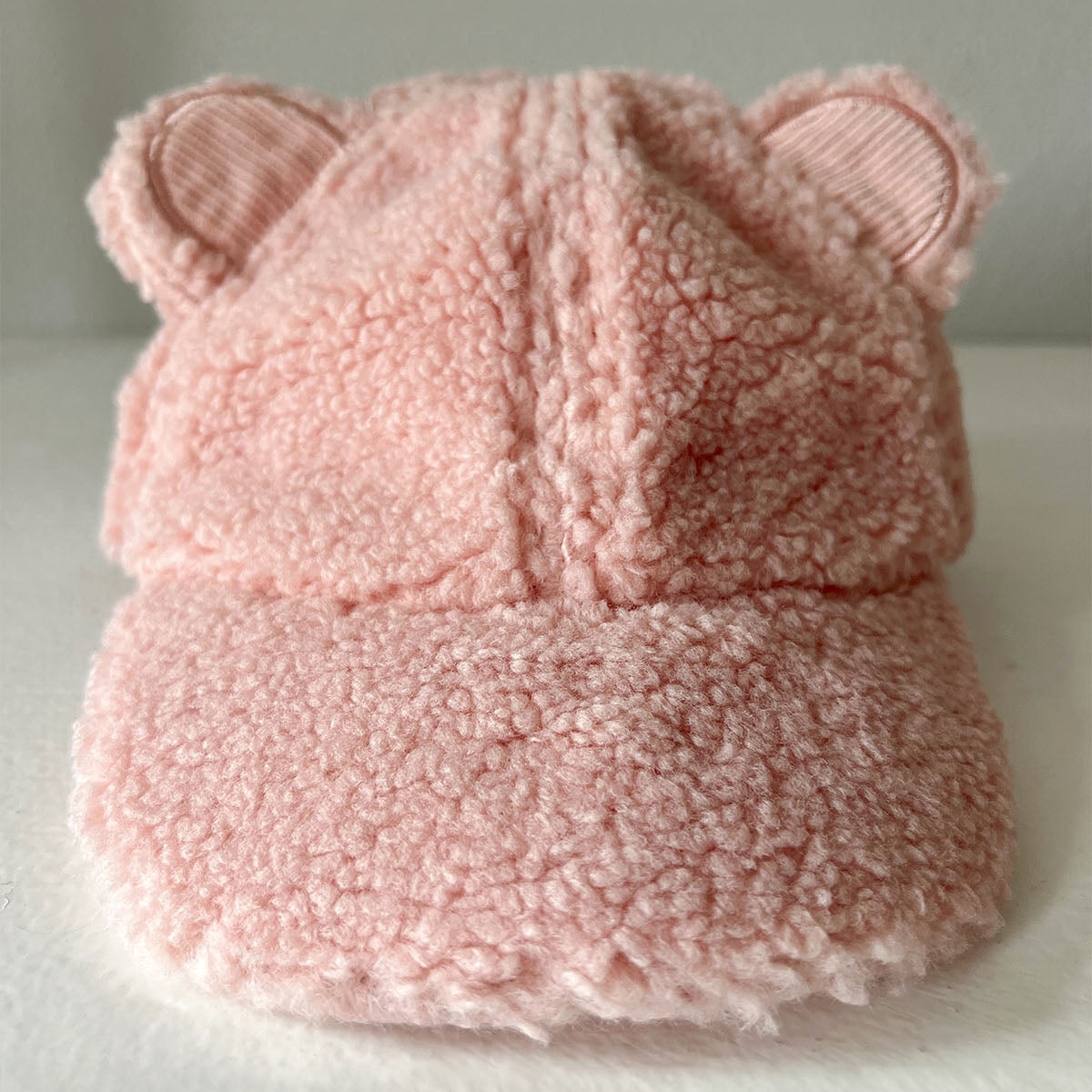 Plush Faux Lambswool Fur Teddy Hat Embroidered Heart Tall Ears Adjustable Cap Sherpa Bear Hat, Rosey – SpearmintLOVE main image 3