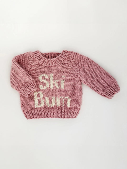 Ski Bum Crew Neck Knit Sweater, Rosy