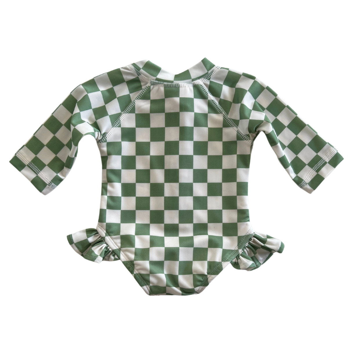 Lime Checkerboard / Skipper Rashguard Swimsuit / UPF 50+