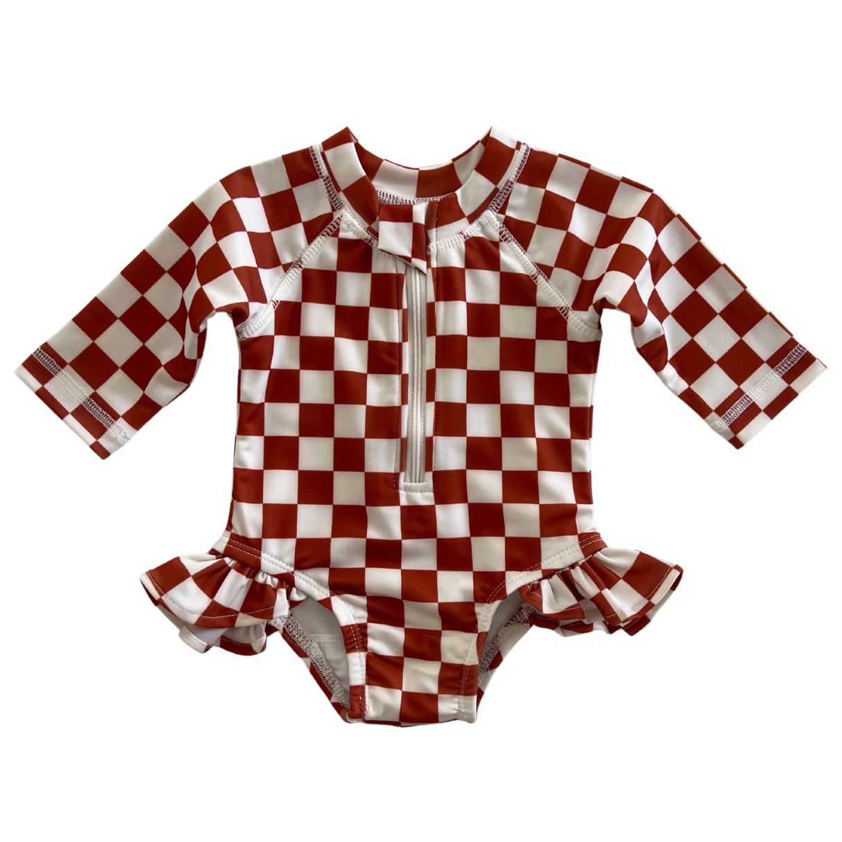 Stracciatella Checkerboard / Skipper Rashguard Swimsuit / UPF 50+