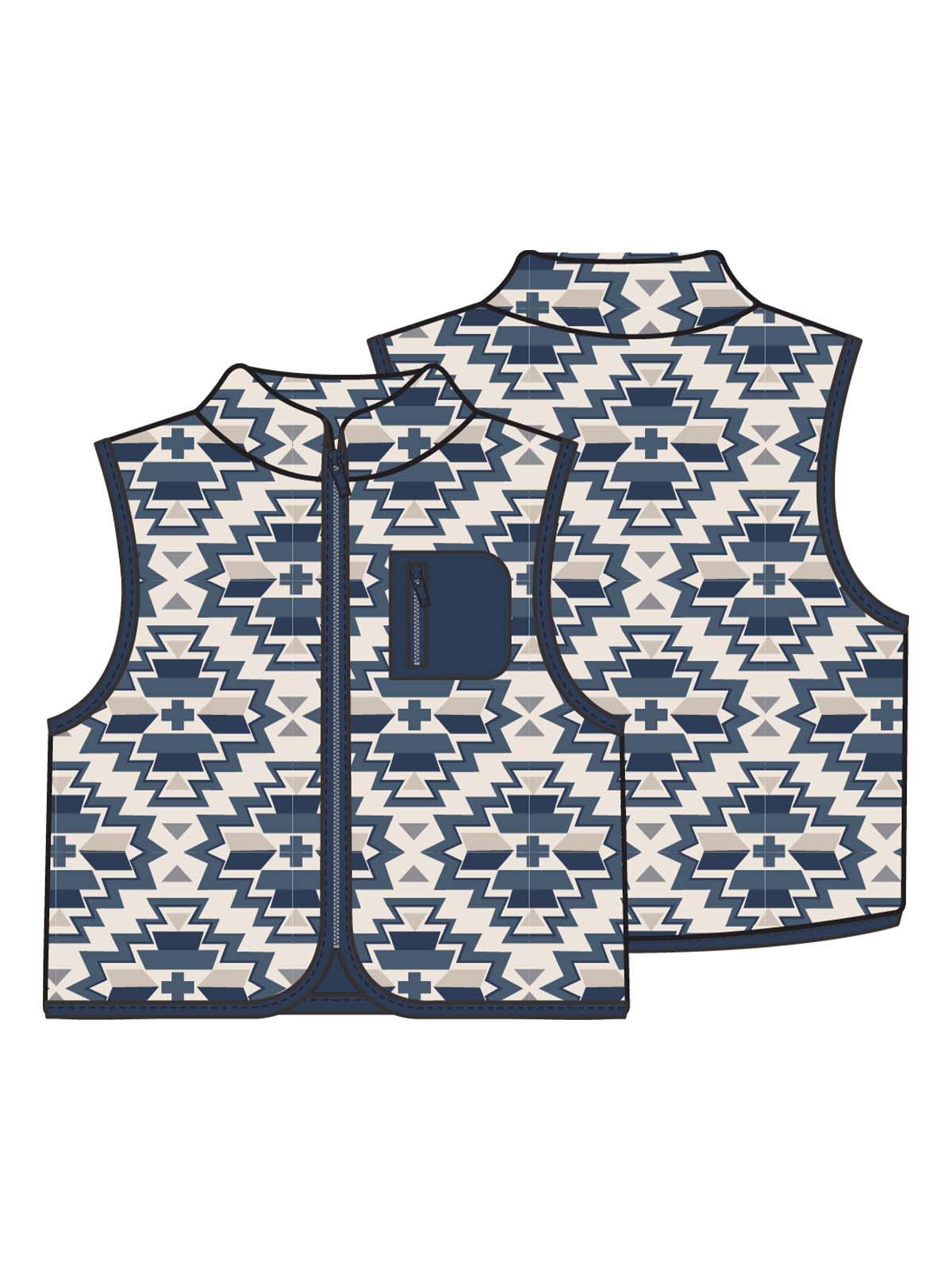 Fleece Zip Vest, Southwest Navy