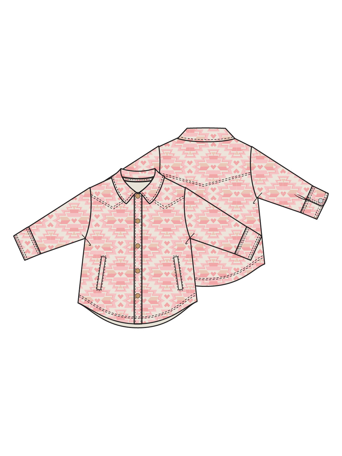 Fleece Shacket, Southwest Pink