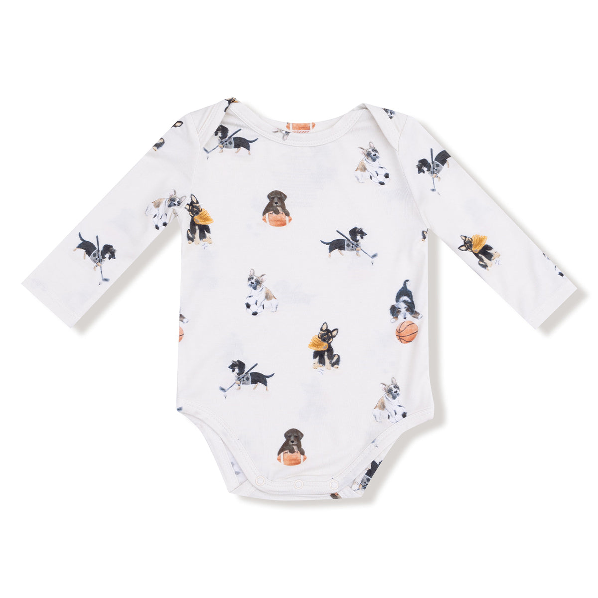 Long Sleeve Bodysuit, Sporty Puppies