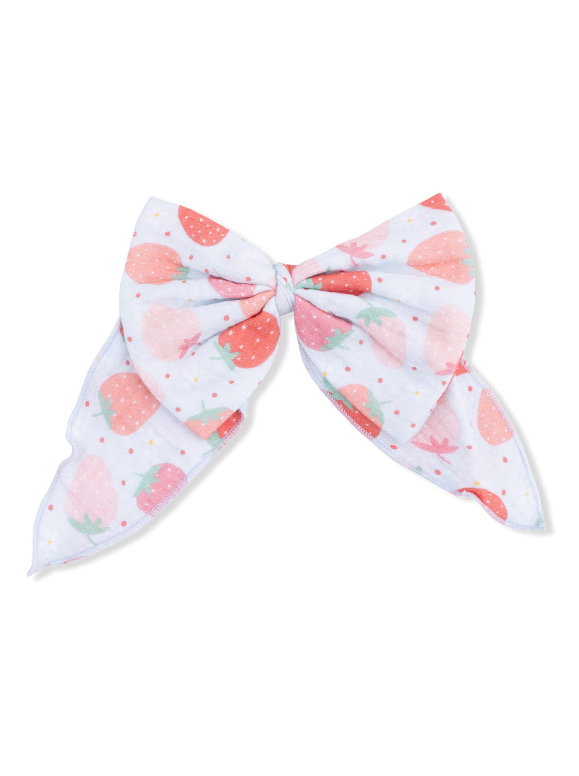 Strawberry patterned hair bow with a large, decorative design on a light background.