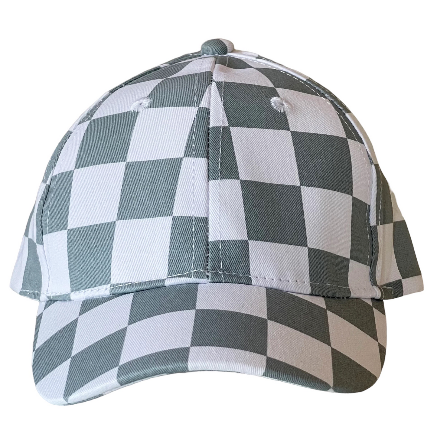 Kids Baseball Hat, Stone Blue Checkerboard