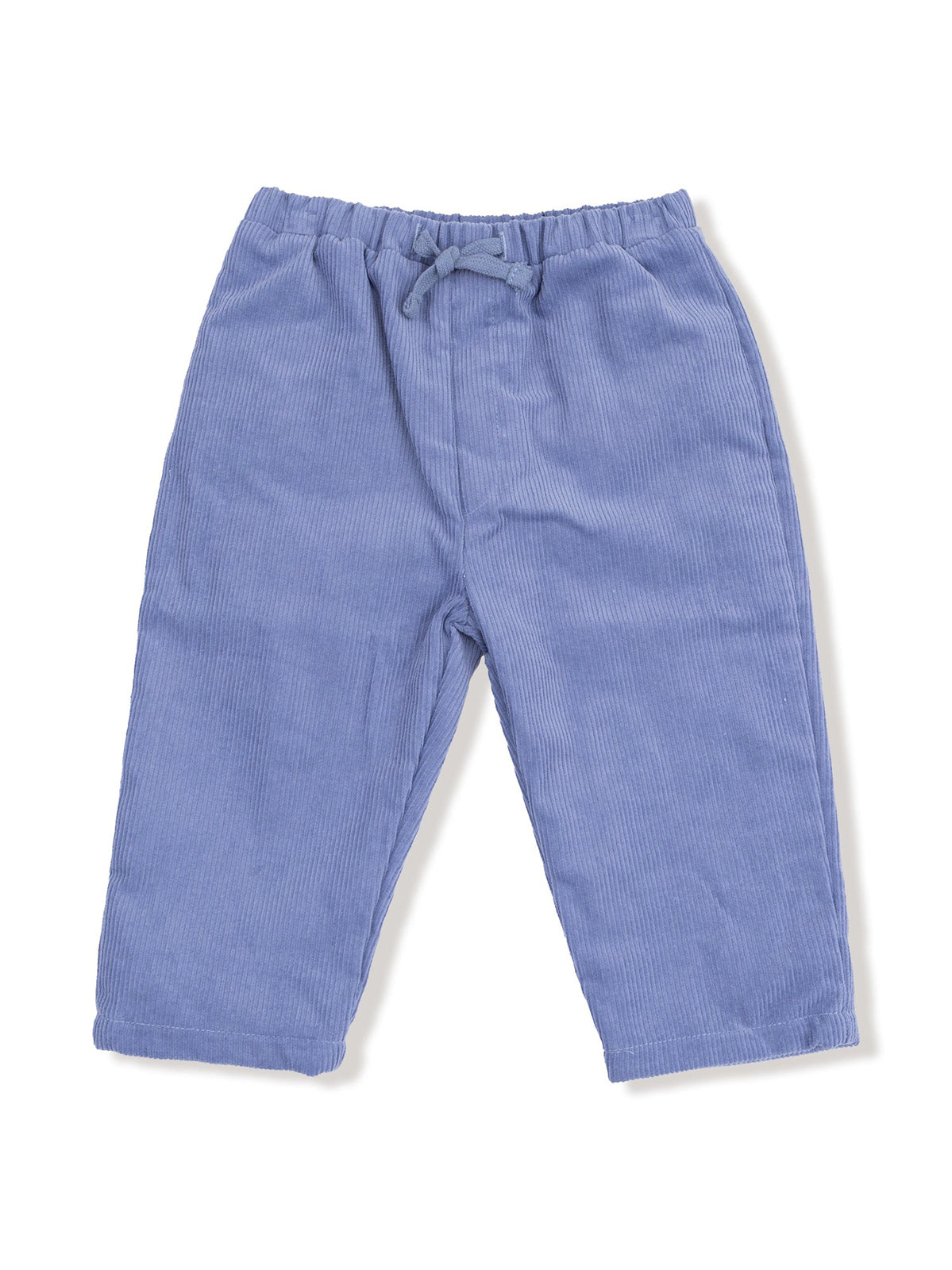 Light blue corduroy pants with a drawstring waist and relaxed fit. Suitable for casual wear.
