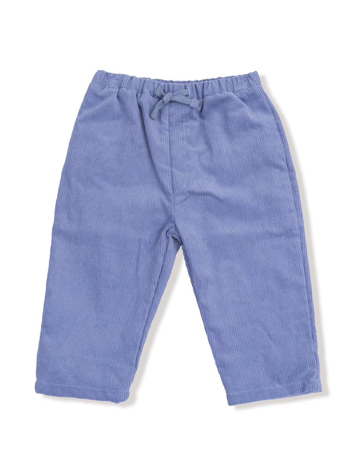 Light blue corduroy pants with a drawstring waist and relaxed fit. Suitable for casual wear.
