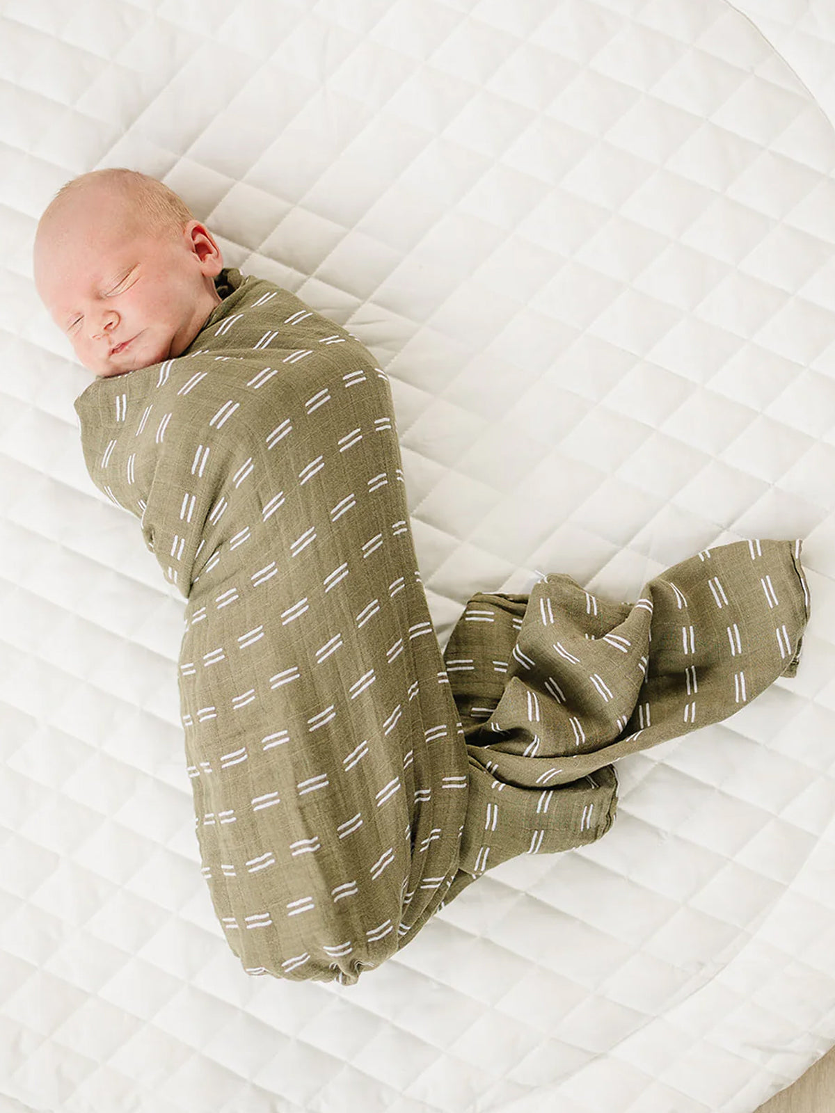 Muslin Swaddle, Olive Strokes