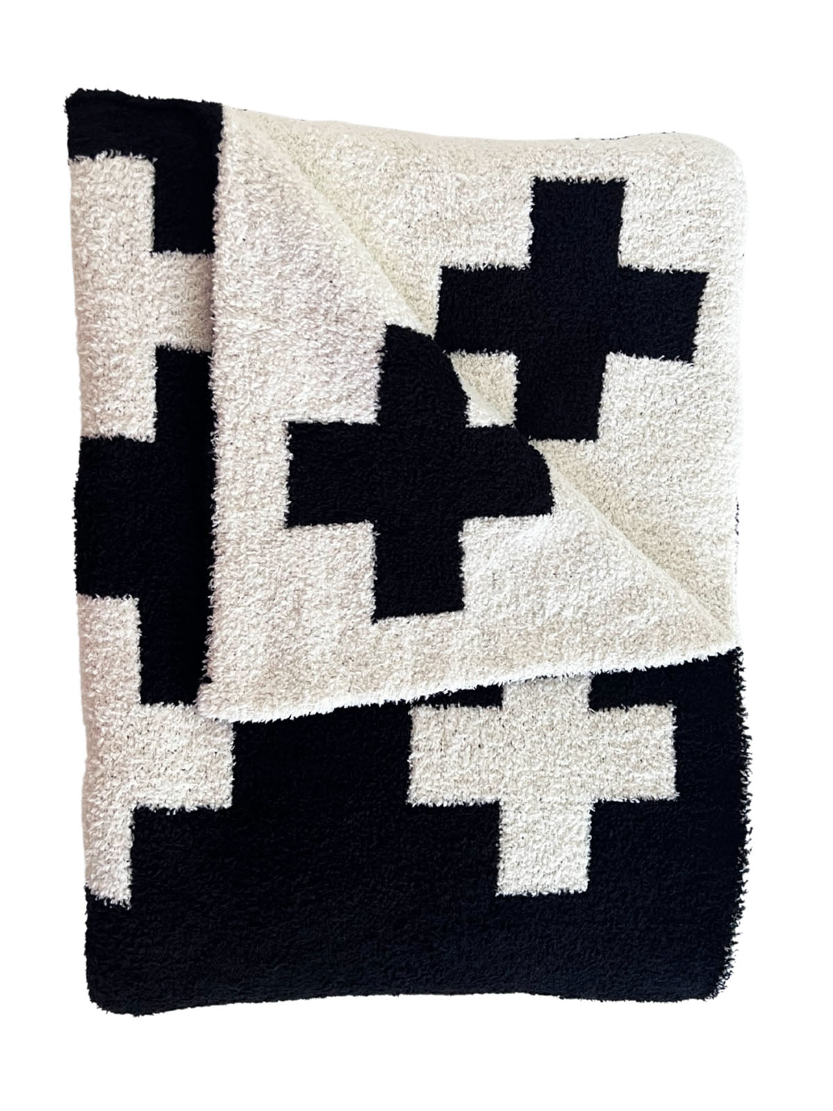 Phufy® Bliss Sofa Blanket, Black/White Cross